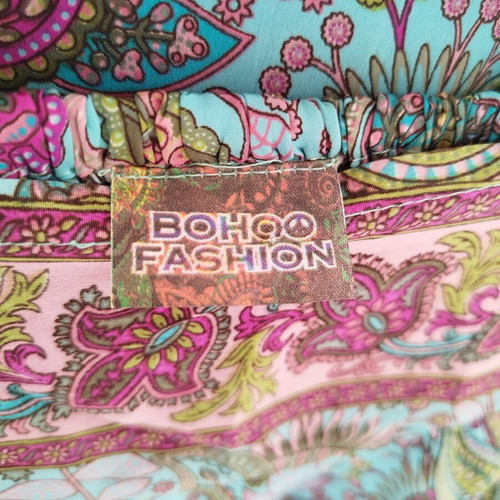 Boho maxi skirt new, colorful paisley print with elastic back waist