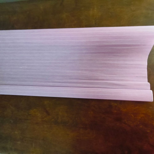 Lilac satin roller blind with white stripes like new