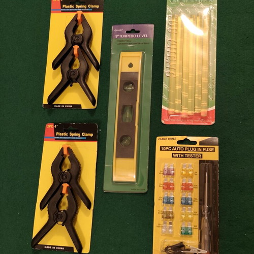 DIY & Repair Tool Set: Clamps, Torpedo Level, Silicone Sticks & Car Fuses