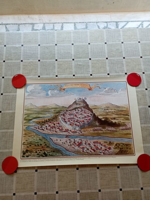 Decorative engraving of Mystra city and castle, new, 50x35 cm