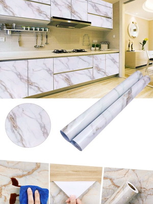 Αυτοκόλλητο ρολό White Marble Luxe καινούργιο 60cm x 3m αδιάβροχο