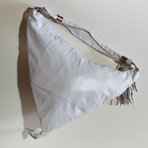 Leather white shoulder bag with studs used