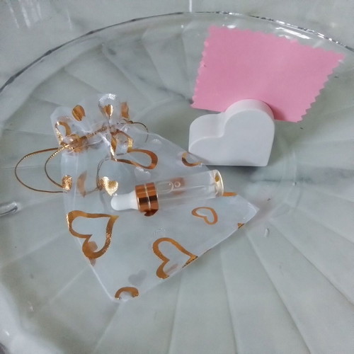 Gift favors set of 5 with heart card holder and handmade musk perfume