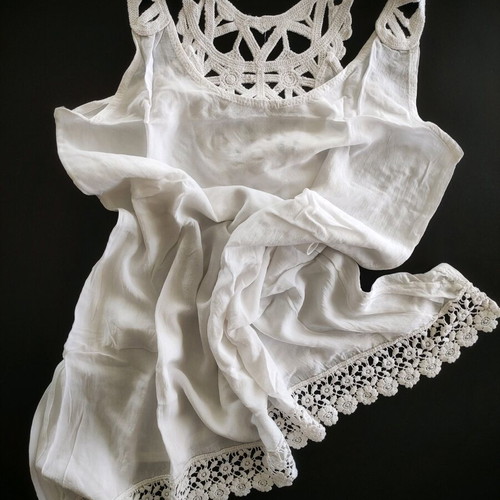 Boho white crochet top/dress like new, summer tunic