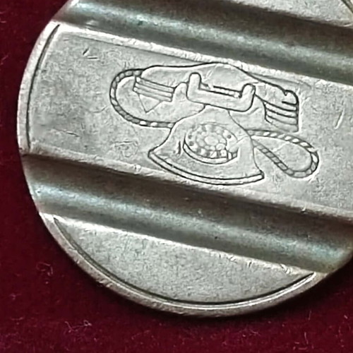 Italian collectible telephone tokens used, set of 2, copper color