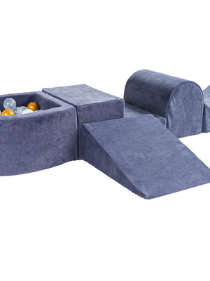Playset with ball pool 60x45, velvet, blue-gray color like new