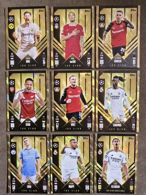 Topps Match Attax 2024-25 комплект от 9 карти 100 Club нови