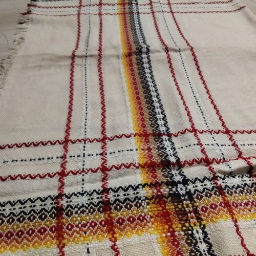 Handwoven tablecloth with fringes 80x80, new