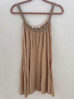 Mini summer dress with straps like new, beige, size S