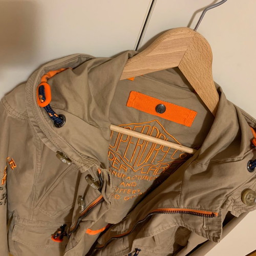 Superdry beige military jacket used, size medium