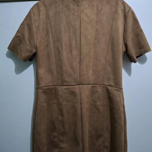 Suede short-sleeve Zara dress with collar and buttons, like new