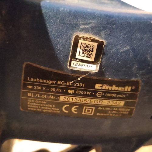 Einhell Electric Hand Blower Used 2300W