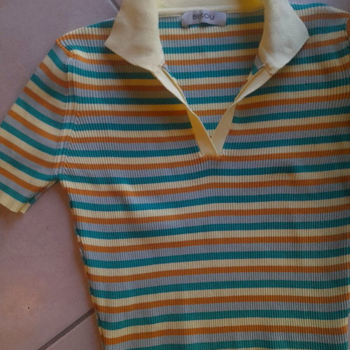 Knitted 60's style blouse new, multicolor, size S