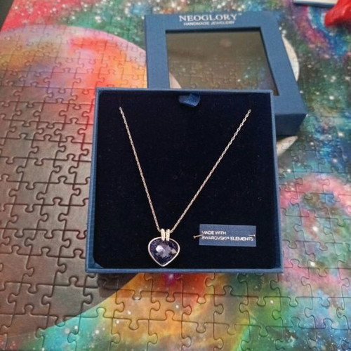 Swarovski necklace purple hypoallergenic handmade new