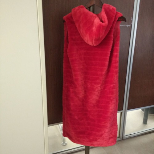 Velvet Long Red Vest like new with Hood