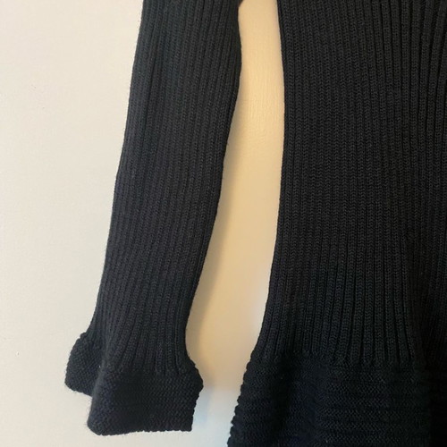 Midi dress warm black with wool, elastic size S