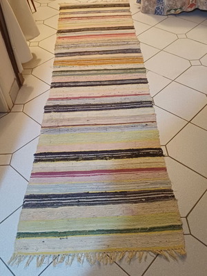 Traditional handmade woven rag rug like new 265x70cm