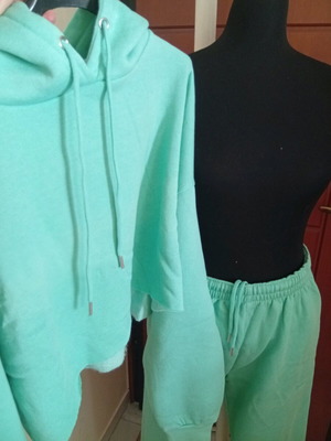 Tracksuit set mint oversized crop hoodie and pants new