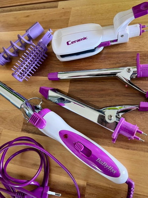 Babyliss hair styling set with curling iron and crimper attachments