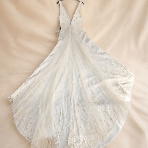 Augusta Jones wedding dress size 16, ivory lace with gold details