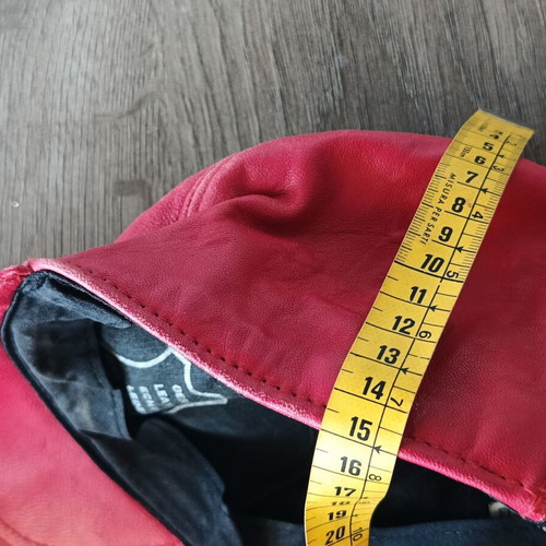 Leather jockey hat red, like new, size S