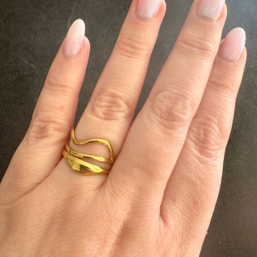 Triple ring new, adjustable size, gold-colored