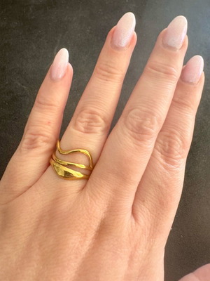 Triple ring new, adjustable size, gold-colored