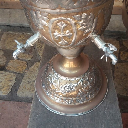 Small Holy Water Font like new with two taps, height 78 cm, diameter 35 cm