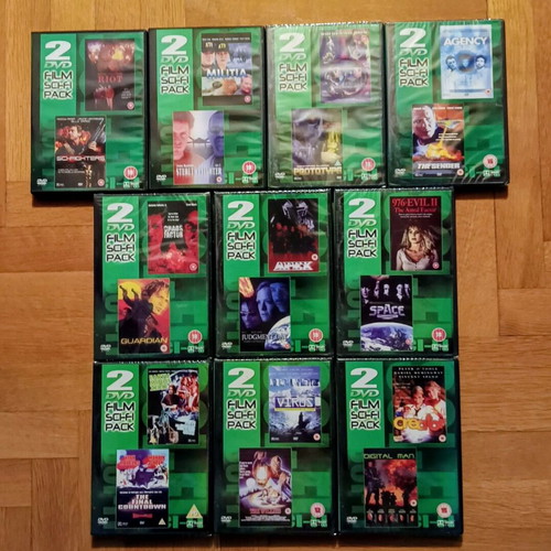 DVD pack of 10 with 20 thriller movies, new, no Greek subtitles