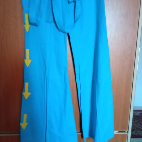 Vintage 1969 jumpsuit used, blue cotton with straps
