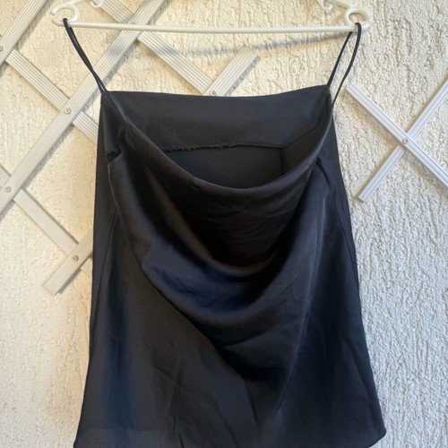 Black satin-type top with straps like new