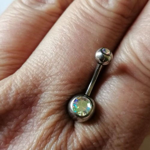 Navel piercing new surgical steel with iridescent zircon