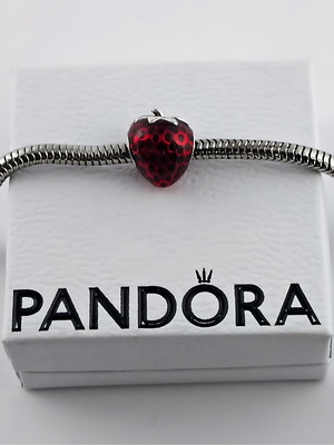 Pandora Φράουλα Seeded Strawberry Fruit Charm καινούργιο, ασήμι 925