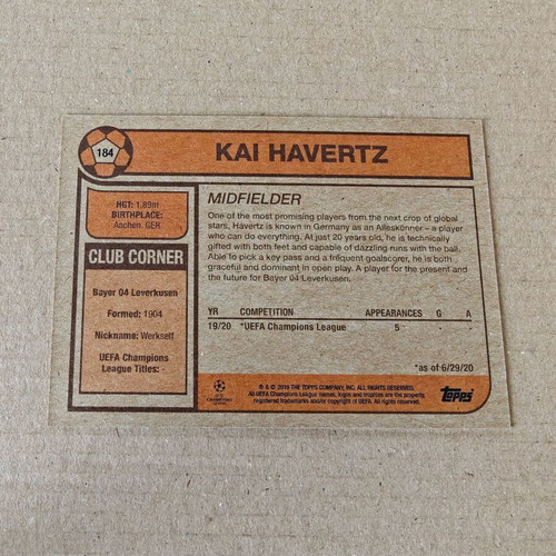Kai Havertz Bayer 04 Leverkusen 2019 Topps Living UCL card No. 184 like new