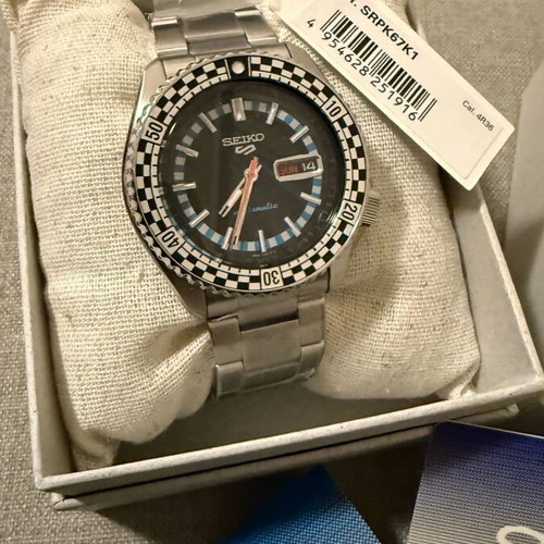 Seiko 5 Sports SRPK67K1 Black & White Checker Flag Special Edition New