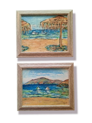 Two paintings from Tinos pastel, new, 30×25 cm