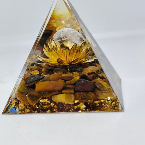 Orgonite pyramid with natural amethyst like new 5.5cm
