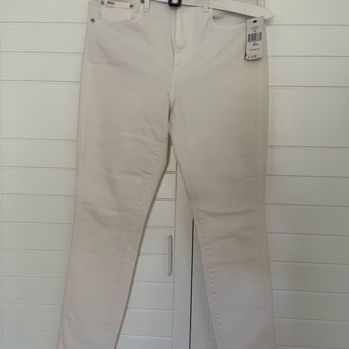 Ralph Lauren Jean white pants with belt size S 36 8 new