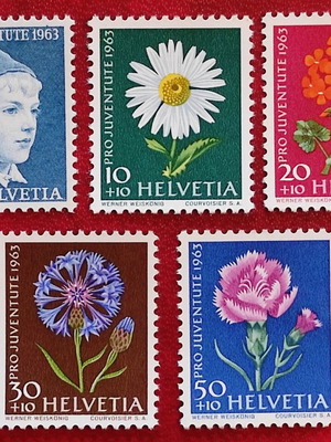 Σειρά γραμματοσήμων Pro Juventute 1963 λουλούδια, καινούργια, 5 τεμάχια