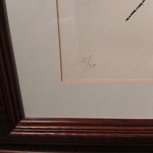 Manolis Haros Signed Lithograph 4/20 with Carved Frame used