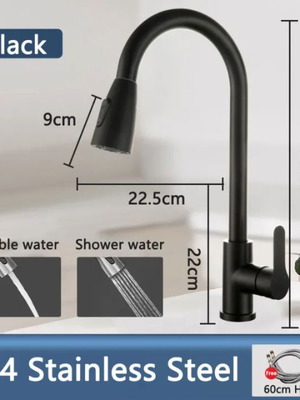 Kitchen faucet with shower black new, mixer tap