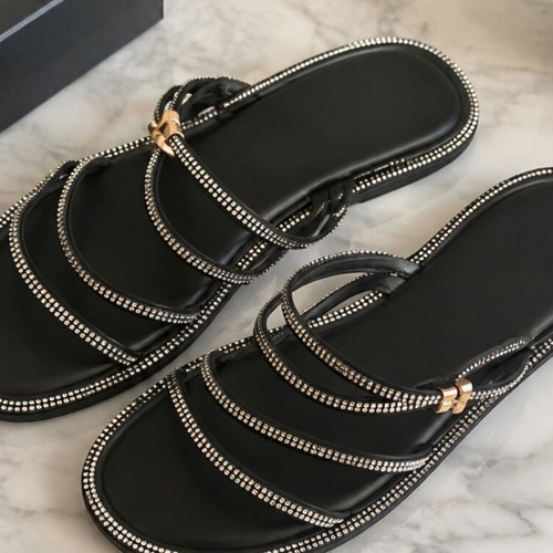 Black sandals and slippers, size 40