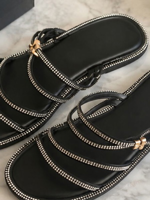 Black sandals and slippers, size 40