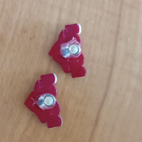 Rockabilly stud earrings with red velour heart and plastic Love like new