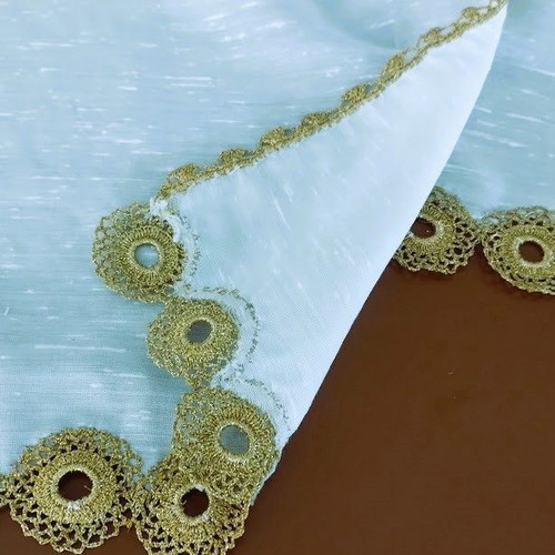 Set of 3 Handmade Table Runners with Golden Crochet Lace like new