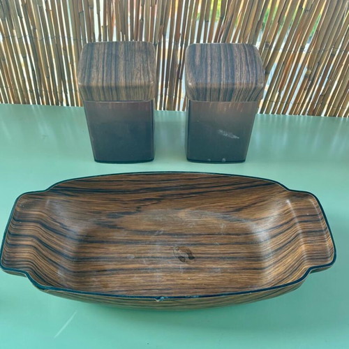 1 vintage bowl and 2 containers for sugar and coffee