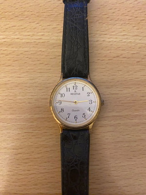 Vintage ρολόι Rexstar Quartz μεταχειρισμένο με δερμάτινο λουράκι