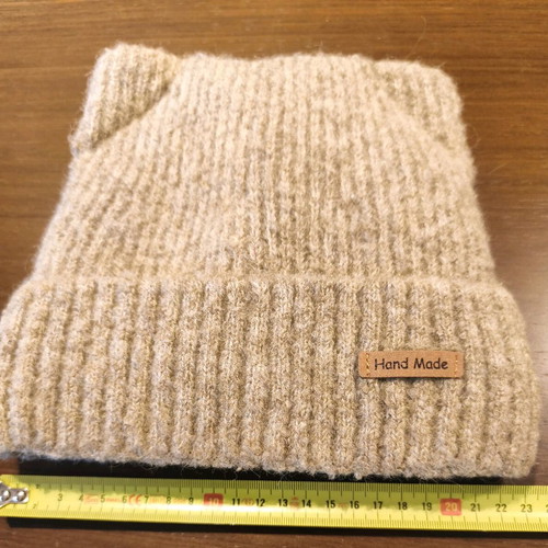 Knitted cat ears hat new, one size, beige