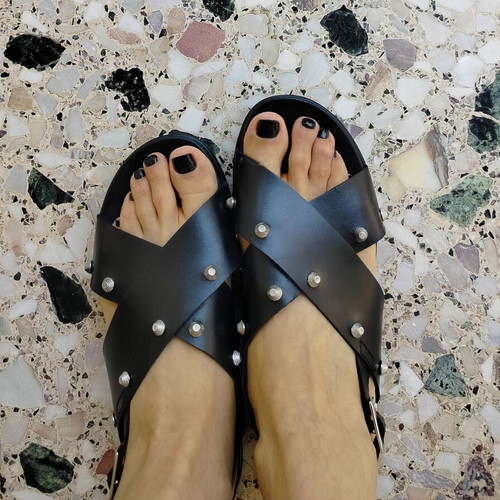 Sisley leather sandals size 38 used, anatomical footbed, black
