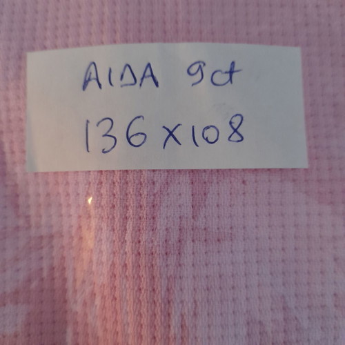 Ύφασμα Aida για κέντημα 14ct, 11ct και 9ct σε ροζ χρώμα σαν καινούργιο